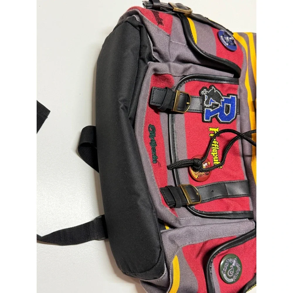 Harry Potter Hogwarts Houses Patches Backpack Rucksack Striped Canvas